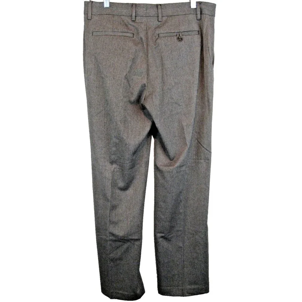 Mens NWOT Banana Republic Gray Stripe Classic Flat Front Casual Pants sz 33x32